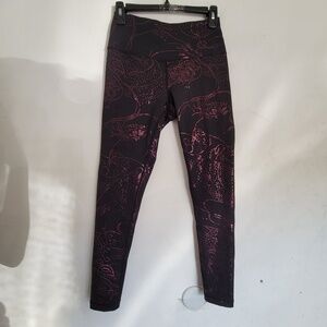 Zella Live In High Waisted Leggings Tights Black Metallic Purple Floral Sz Small